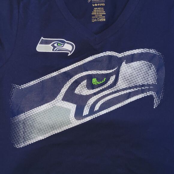 NFL Juniors Seahawks blue shirt 100% cotton size L - Picture 2 of 5